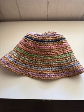 Roxy Candied Peachy Straw Bucket Hat